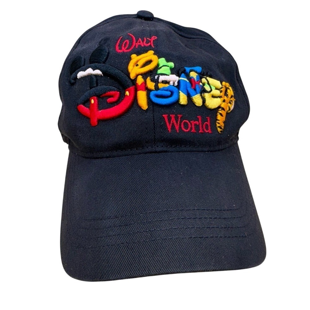 Walt Disney‎ World Vintage Black Embroidered SnapBack Cap, Raised Letters EUC